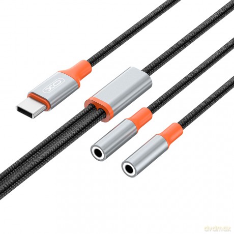 XO kabel audio 2w1 NB-R269B USB-C - 2x złącze jack 3,5mm 1,2m czarny