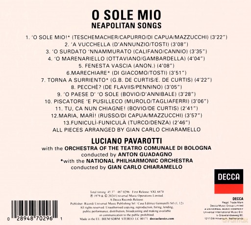 Luciano Pavarotti: O Sole Mio (2024 Reissue) [CD]
