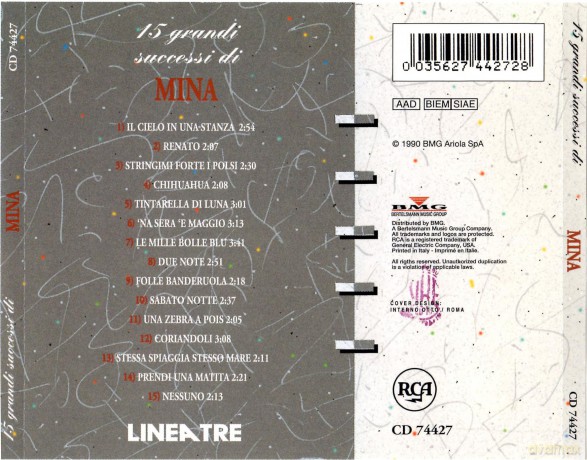 Mina: 15 Grandi Successi Di Mina [CD]