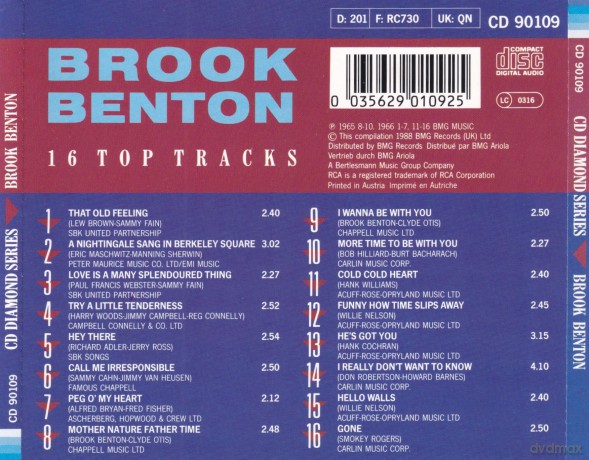 Brook Benton: 16 Top Tracks [CD]