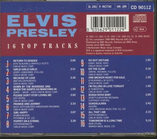Elvis Presley: 16 Top Tracks/Cd Diamond [CD]