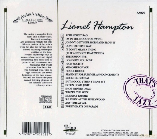 Lionel Hampton: 20 Reflective Recordings [CD]