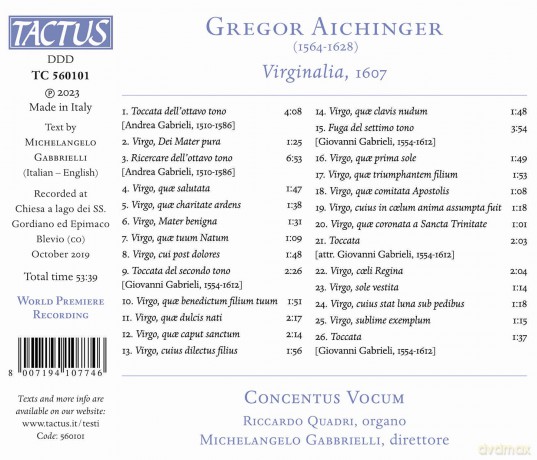 Aichinger: Virginalia, 1607 [CD]
