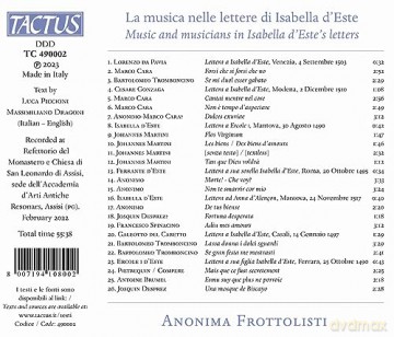 Anonima Frottolisti: Anonima Frottolisti - La Musica Nelle Lettere Di Isabella D'Este [CD]