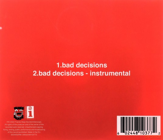 Benny Blanco Bts And Snoop Dogg: Bad Decisions [CD]