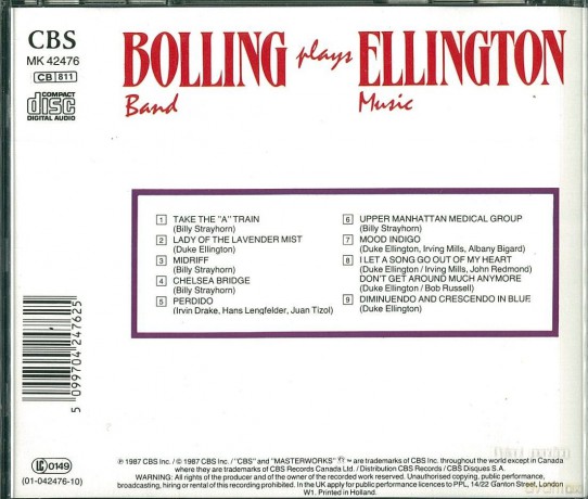 Bolling Band: Bolling Band Plays Ellington Music Volume 2 [CD]
