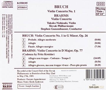 Takako Nishizaki: Brahms: Violin Concerto Bruch: Violin Concerto No. 1 [CD]