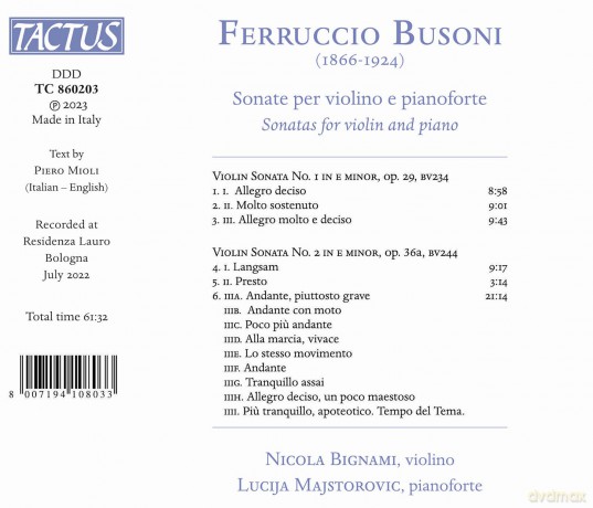 Busoni - Sonate Per Violino E Pianoforte [CD]