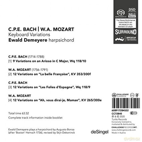 Ewald Demeyere: Carl Philipp Emanuel Bach Wolfgang Amadeus Mozart - Keyboard Variations [CD]