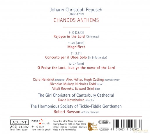 Hendrick/Potter/Rawson/The Harnonius Society Of T.: Chandos Anthems [CD]