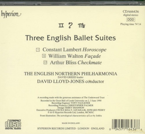 Constant Lambert And Arthur Bliss - Three English Ballets Suites [CD]