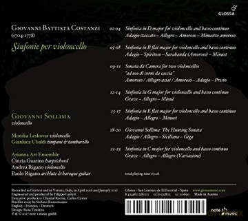 Giovanni Sollima: Costanzi: Sinfonie Per Violoncello [CD]