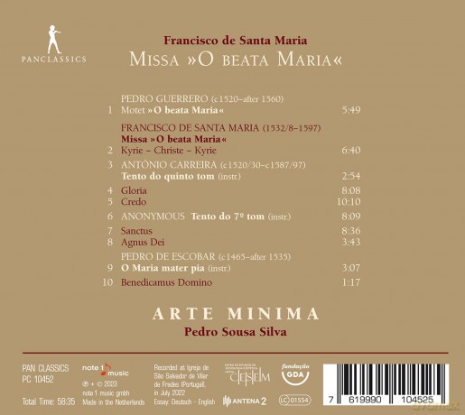 Arte Minima - Pedro Sousa Silva: De Santa Maria - Missa O Beata Maria [CD]