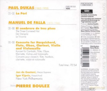 Jan De Gaetani: Dukas: La Peri De Falla: The Three Cornered Hat [CD]