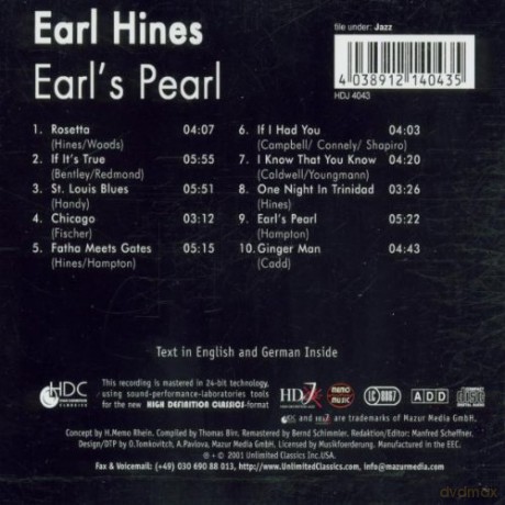 Earl Hines: Earl's Pearl [CD]