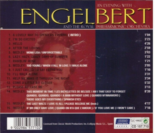 Englebert And The Royal Philharmonic Orchestra [CD]