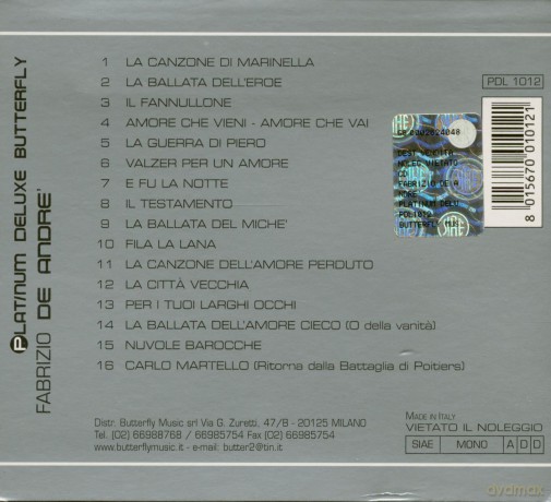 Fabrizio De Andre: Fabrizio De Andre' [CD]