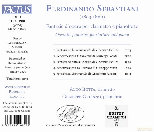 Fantasie D´Opera Per Clarinetto E Pianoforte [CD]