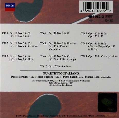 Quarteto Italiano: Beethoven:Compl.String Quartets [10CD]