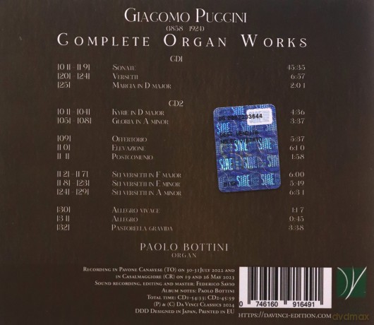 Giacomo Puccini: Complete Organ Works [CD]