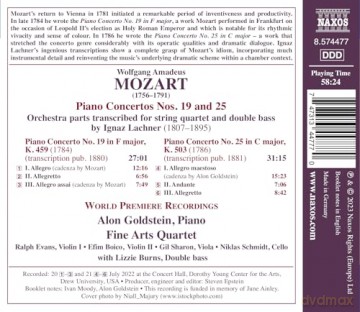 Goldstein,Alon/Fine Arts Quartet - Klavierkonzerte Nr. 19 Und 25 (Arr. Ignaz Lachner) [CD]