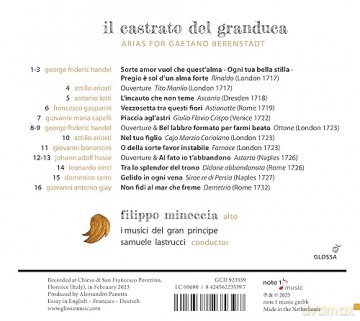 Filippo Mineccia: Il Castrato Del Granduca-Arien F. Gaetano Berensta [CD]