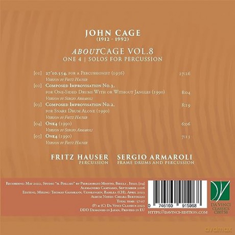 John Cage: Aboutcage Vol.8 One 4 - Solos For Percussion [CD]