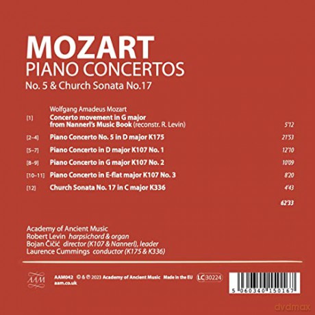 Levin/Cicic/Cummings/Academy Of Ancient Music: Klavierkonzerte Nr. 5 [CD]