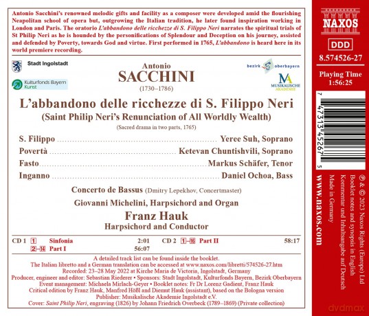 Suh/Chuntishvili/SchäFer/Hauk/Concerto De Bassus: L´Abbandono Delle Ricchezze Di S. Filippo Neri [CD]