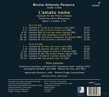 N.A. Porpora: L'Amato Nome-Kantaten FR Den Prince Of Wales [CD]