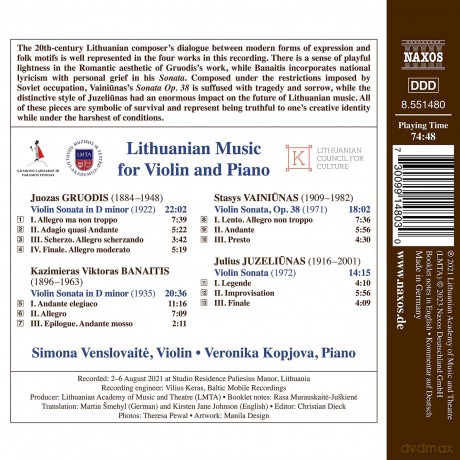Litauische Musik FüR Violine Und Klavier [CD]