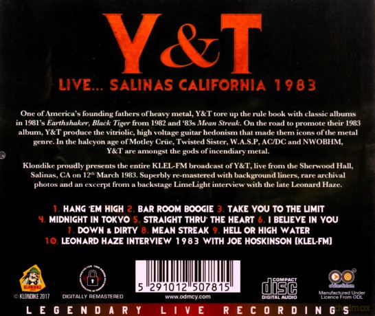 Y&T: Live: Salinas California 1983 [CD]