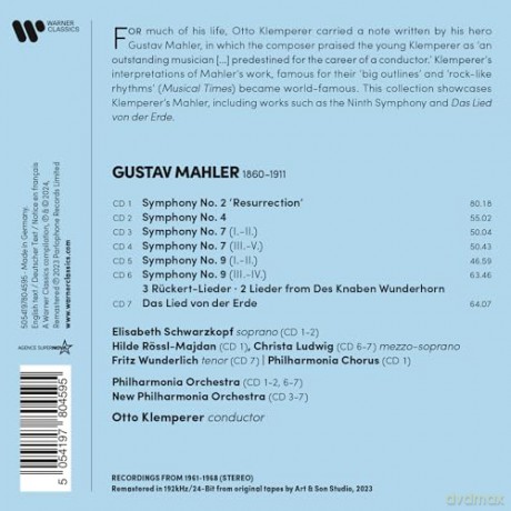 Otto Klemperer: Mahler: Symphonies Nos. 2,4,7,9, Das Lied [7CD]