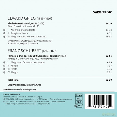 Maisenberg Spielt Grieg Und Schubert [CD]