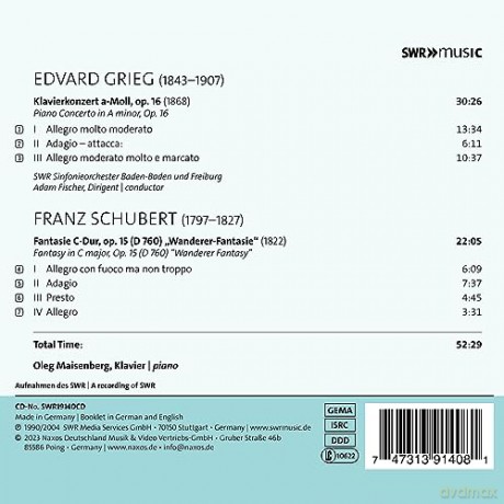 Maisenberg Spielt Grieg Und Schubert [CD]