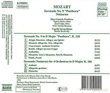 Wolfgang Amadeus Mozart: Mozart: Serenade No. 9 "Posthorn", Notturno [CD]