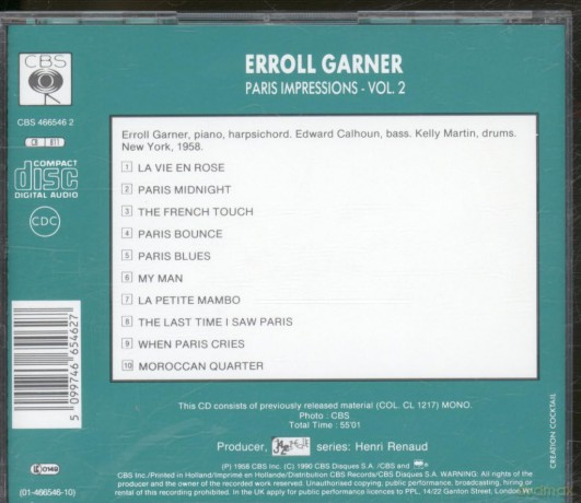 Erroll Garner: Paris Impressions Vol. 2 [CD]