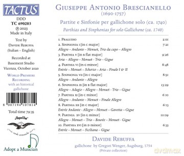 Davide Rebuffa: Partite E Sinfonie Per Gallichone Solo (Ca 1740) [CD]