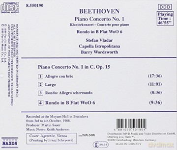 Ludwig Van Beethoven: Piano Concerto No. 1 [CD]