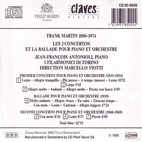 Frank Martin: Piano Concertos 1 and 2 [CD]
