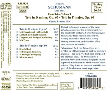 Schumann - Vienna Brahms Trio: Piano Trios, Volume 1 - Trio In D Minor - Trio In F Major [CD]