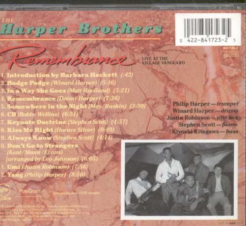 Harper Brothers: Remembrance Live at Village Vanguard [CD]