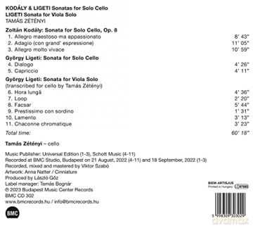 Sonaten FÜR Cello Solo/Sonate FÜR Bratsche Solo [CD]