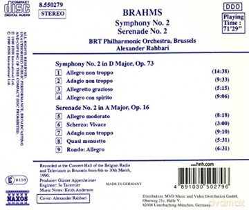 Brahms - Rahbari: Symphony No. 2 - Serenade No. 2 [CD]