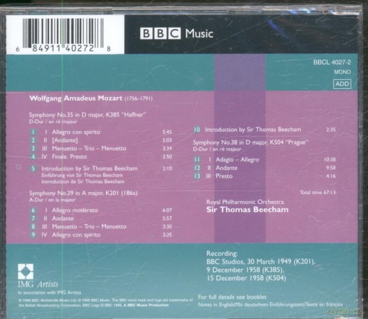 Wolfgang Amadeus Mozart: Symphony no.35 [CD]
