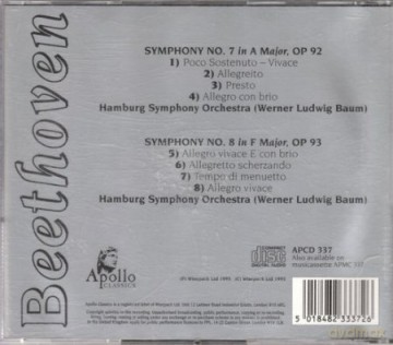 Mozart Beethoven: Symphony No.7 Op.92, Symphony No.8 Op.93 [CD]