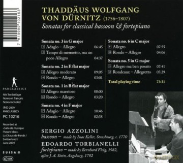 T.W. Von Durnitz: Thaddaus Wolfgang Von Durnitz: Sonatas for Classical Bassoon... [CD]