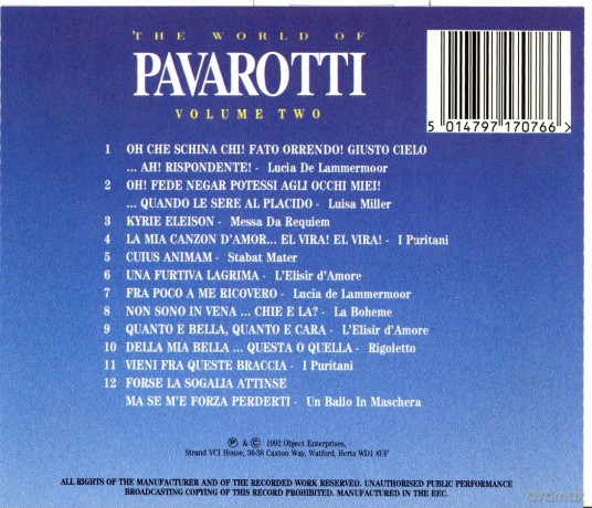 Luciano Pavarotti: The World Of Luciano Pavarotti Volume 2 [CD]