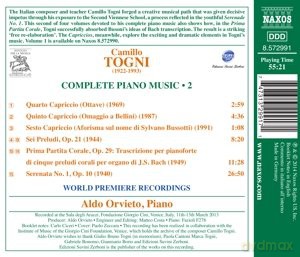 Aldo Orvieto: Togni: Complete Piano Music Vol. 2 [CD]