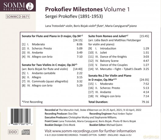 Trotovsek,Lana/Bizjak,Boris/Canyigueral,Maria - Prokofiev Milestones, Vol. 1 [CD]